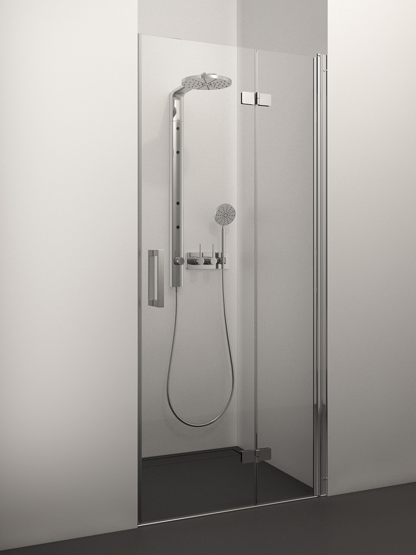 dušas durvis Klaudija, 900 mm, h=2000, hroms/caurspīdīgs stikls
